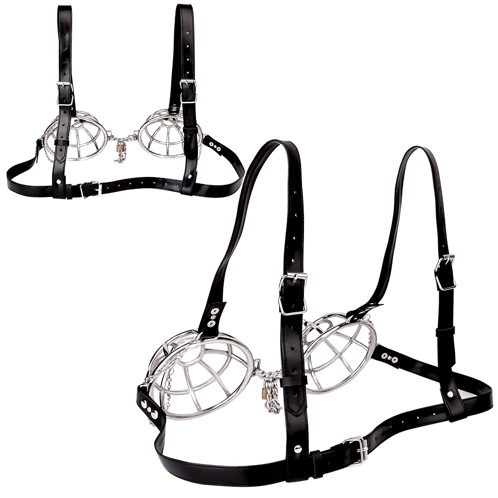QKKQ Stainless Steel Heavy-duty Breast Cover Erotic Adult Bra Nipple Bust Bondage Teating Chest Hood Sex Toys Couple Flirting