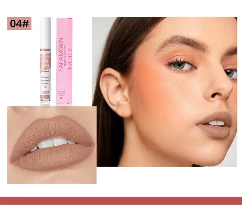 Rosaroter, mattierter, flüssiger Lippenstift, wasserfest, langlebig, feuchtigkeitsspendend, langlebiger Lippenstift, nicht klebender Lipgloss, koreanisches Make-up – Detail 13