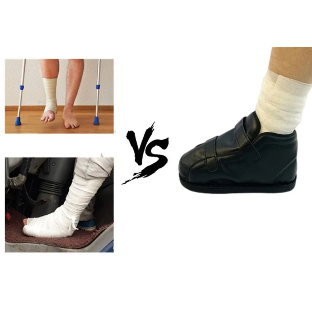 Waterproof Plaster Cast Shoe Rehab Foot Injury Shoe for Foot Ankle Fracture Warm Loose Toe Design Pain Relief Post‑Op Walking Su