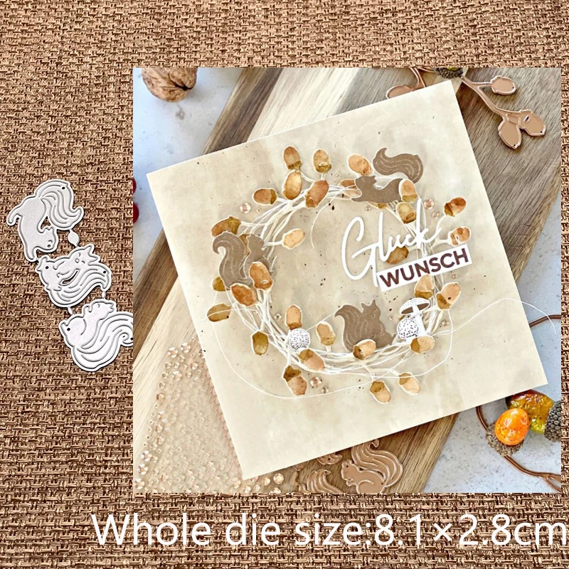 XLDesign Craft Metal stencil mold Cutting Dies 3pcs squirrels decoration scrapbook die cuts Album Paper Card Craft Embossing