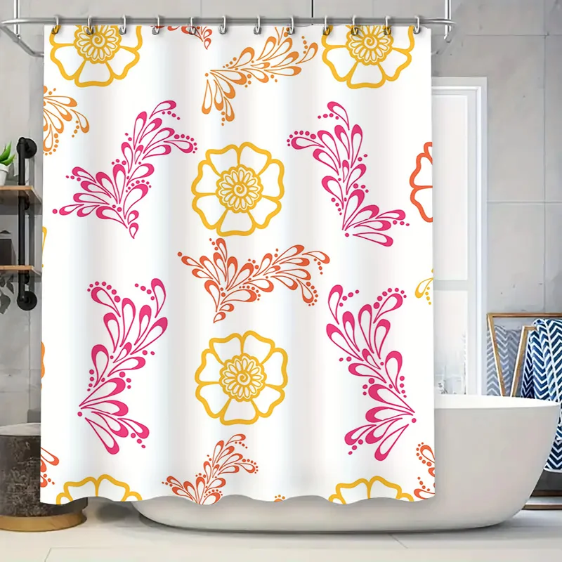 

Modern Floral Printed Bathroom Shower Curtain Waterproof Decor Home Decoration White Yellow Pink Colorful Design