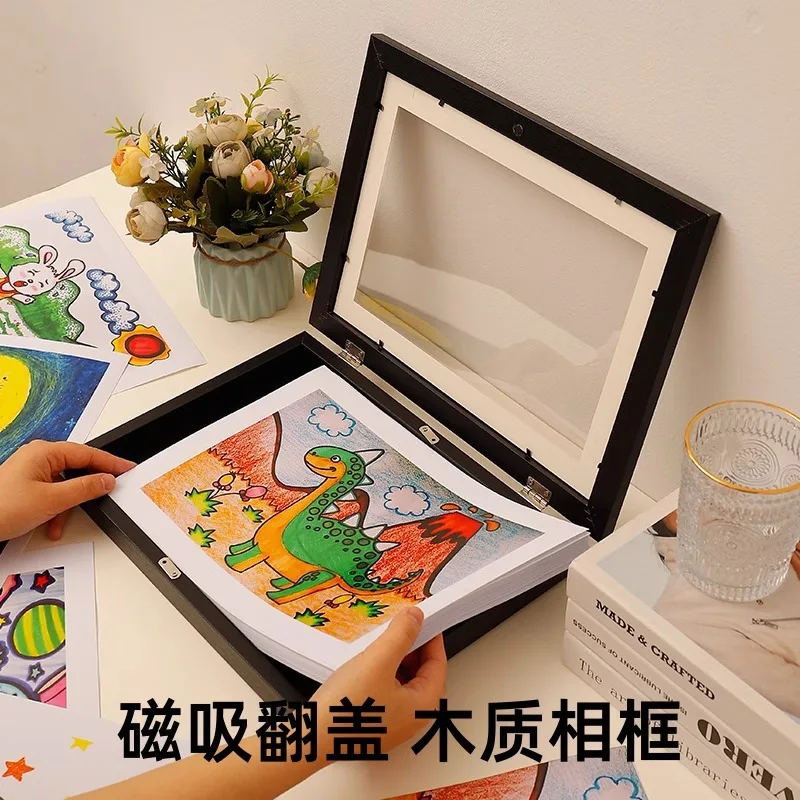 A4 Flip Photo Frame, Children's Painting Display Frame, Storage for KidsArt Magnetic Paintings, Important Document Display Frame
