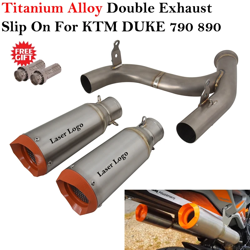 Titanium Alloy Slip On For KTM DUKE 790 890 Motorcycle Exhaust Escape Systems Modify Link Pipe Left Right Muffler DB Killer CNC