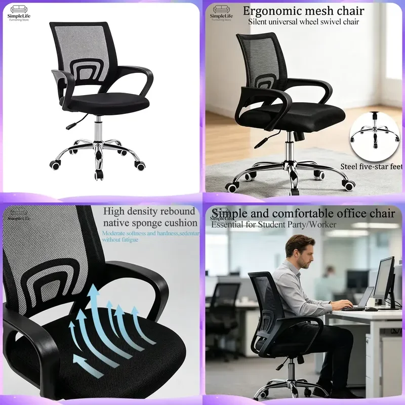 Ergonomic Office Chair Mesh Computer Desk Chair with Lumbar Support Swivel High Back Breathable Gaming Chair for Home Office
