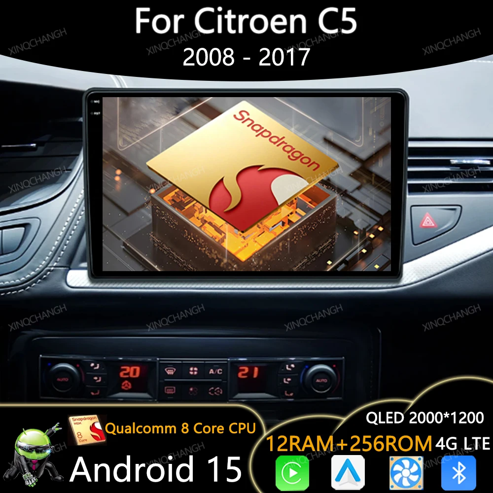 

Android 15 Car Radio For Citroen C5 2008 2009 2010 2011 - 2017 Multimedia Video Player Qualcomm QLED 4G WIFI GPS Carplay Auto BT