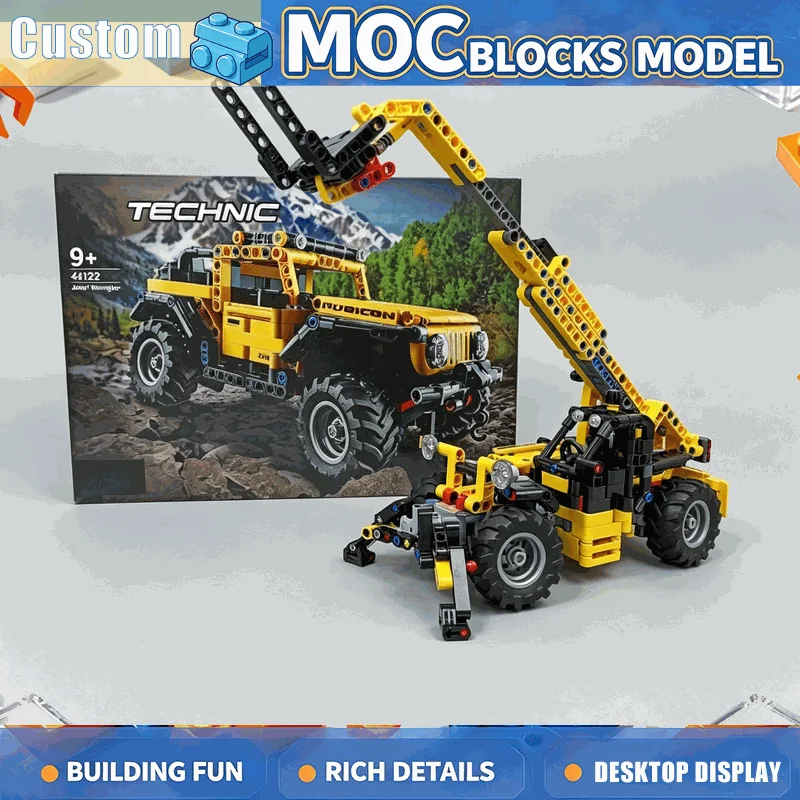 629PCS Yellow Telehandler MOC Building Blocks Lifting Forklift Engineering Vehicle Model DIY Creative Assembly Educational Gift