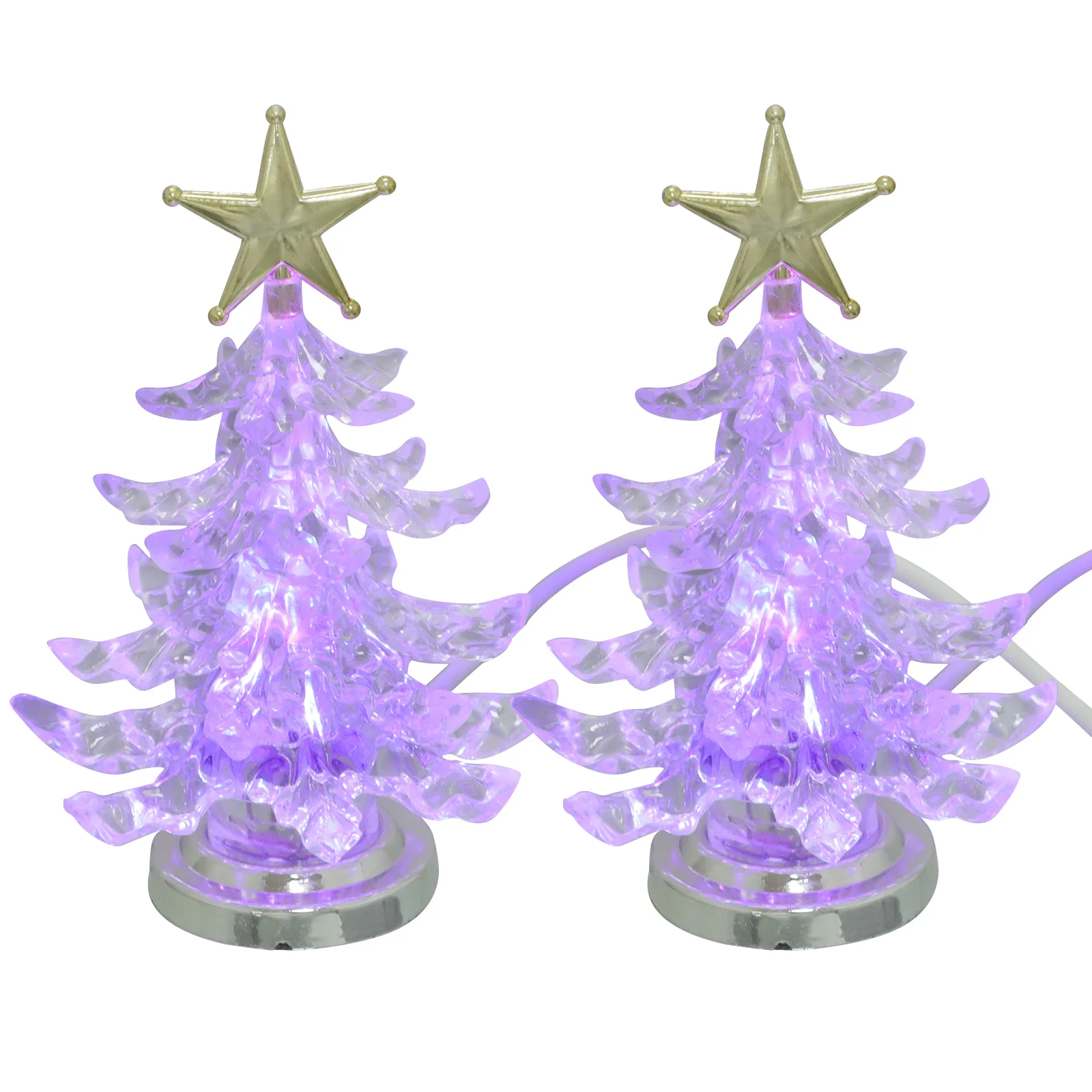 2Pcs Creative LED Christmas Tree Night Light Table Lamp Decorative Bedroom Living Room Office Bar Party Home Lighting