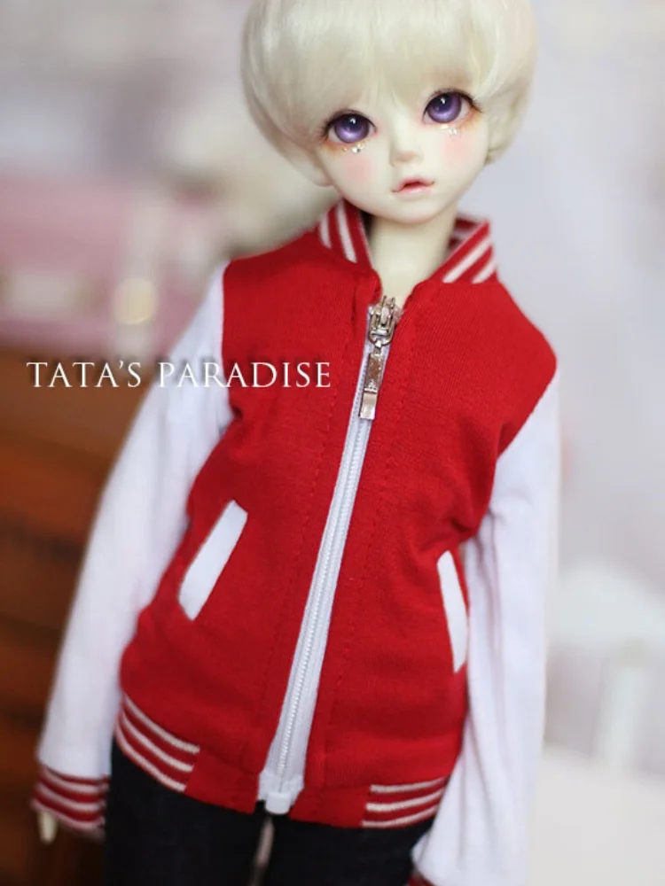 Bjd.sd.dd doll clothes1/3 Red and white splicing super cute baseball jacke BJD doll accessories (no dolls)