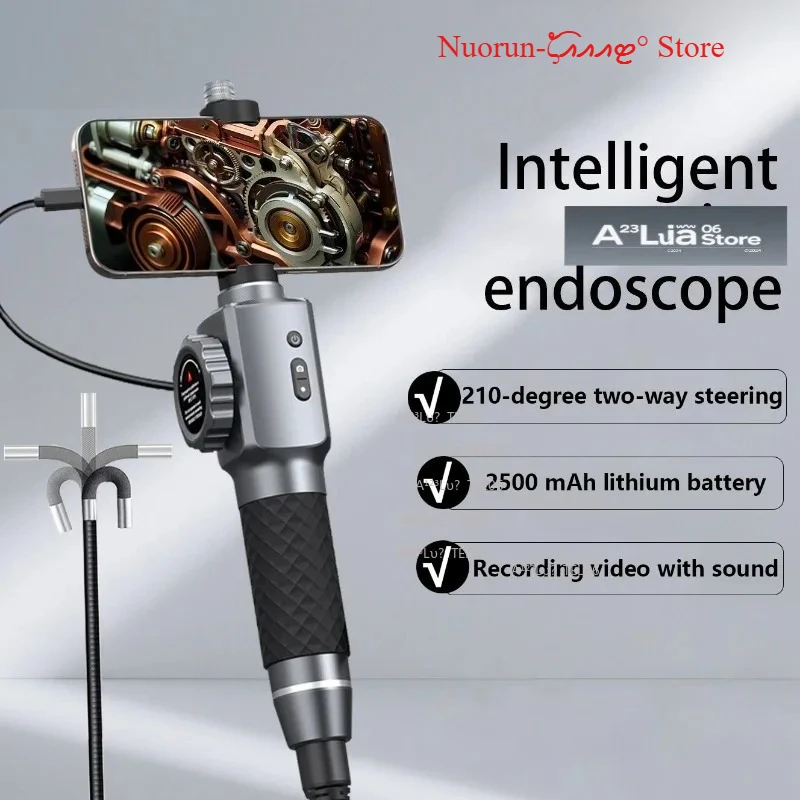 5.5 6.2mm Dual 210° Articulating Endoscope Probe Android iOS Engine Inspection Tool
