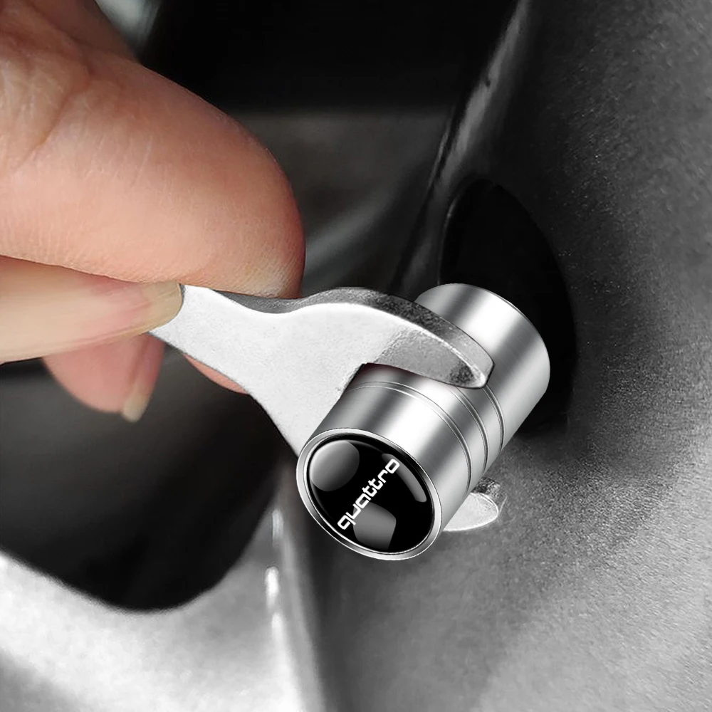 

Комплект из 4 металлических колпачков для ниппелей автомобильных шин для Audi quattro A3 A2 A4 B8 8P B9 8V B6 A5 TT A1 Q2 Q3 Sline, автоаксессуары