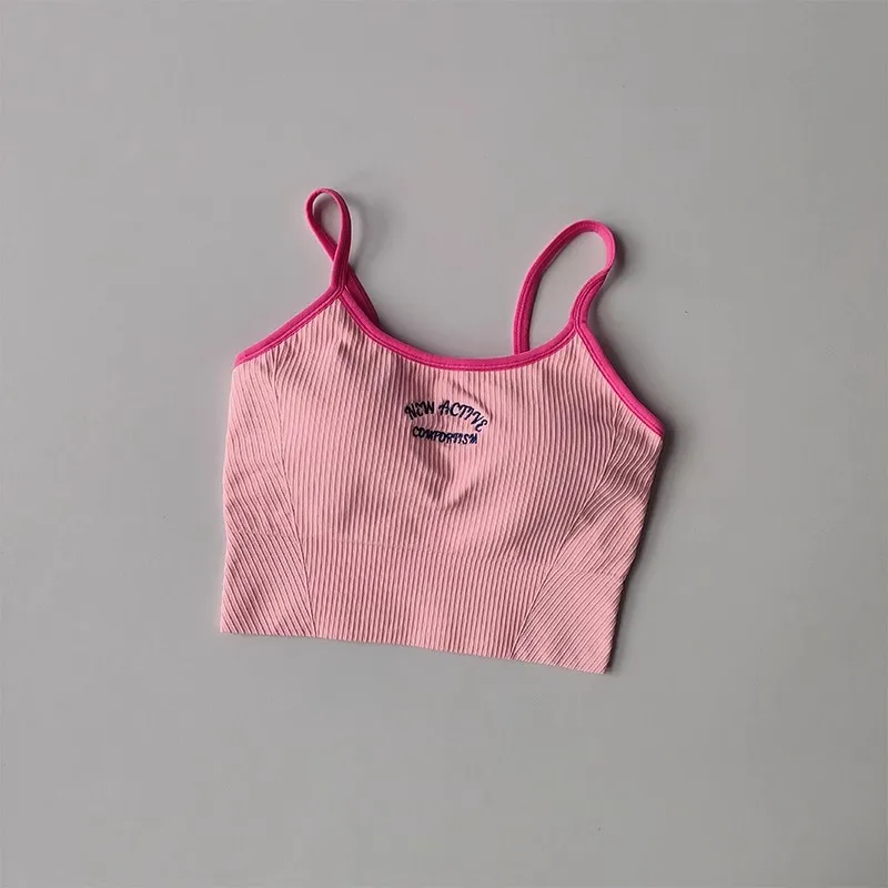 Atmungsaktiver Sport-BH für Damen, Fitness-Gym-Workout-Push-Up-Camisole, Yoga-Top mit Schriftzug, Pilates-Kleidung, Crop-Top, Yoga-BH – Detail 9
