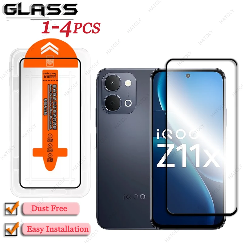 Free Dust For vivo iQOO Z11x 5G Global Glass Screen Protector For vivo iQOO Z11xa 5G Installation Black Edge Protective Film