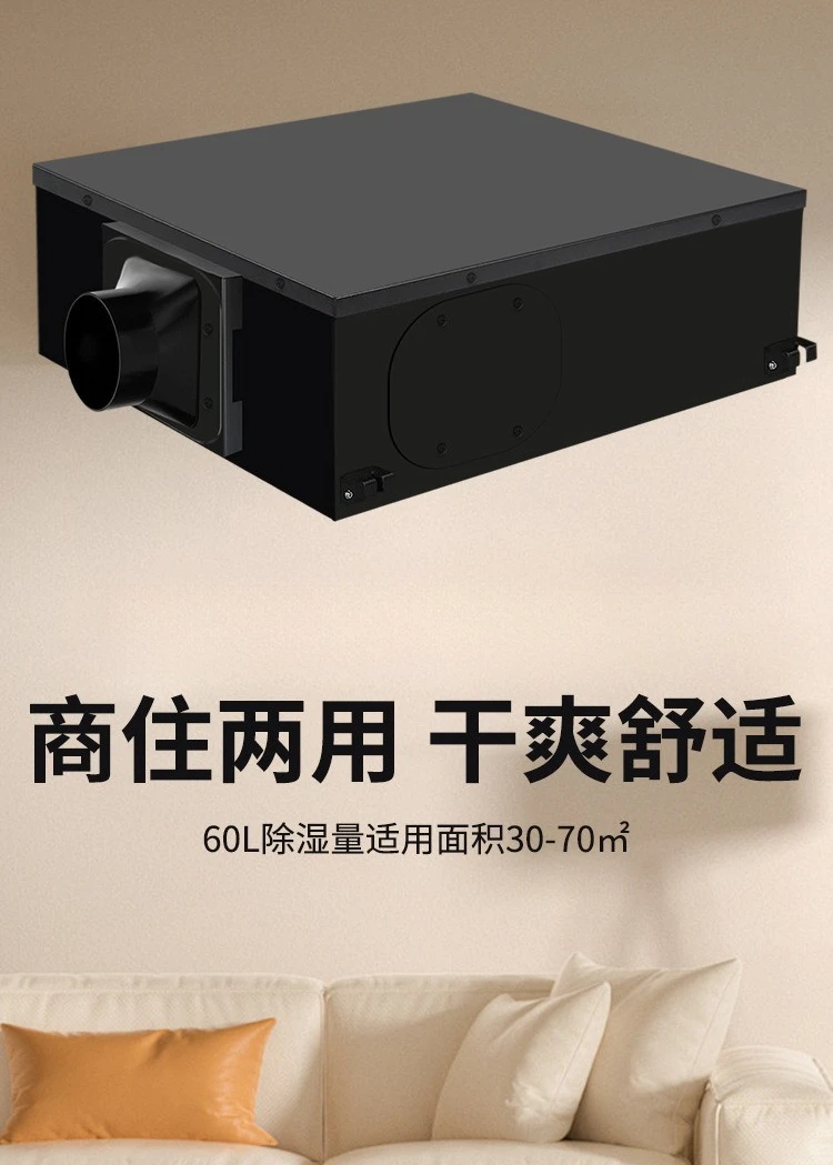 Ceiling Dehumidifier Household Industrial Tubular High Power Warehouse Workshop Basement Swimming Pool