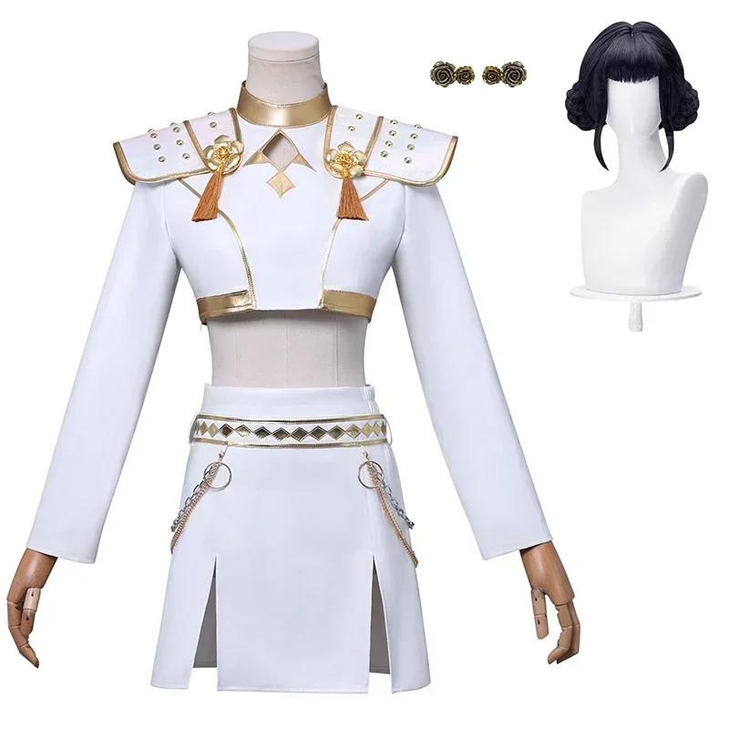 Kpop Rumi Zoey Mira Cosplay Costume Wig Women Girls White Leather Suit Halloween Carnival Party Comic-con Role Playing Outfit