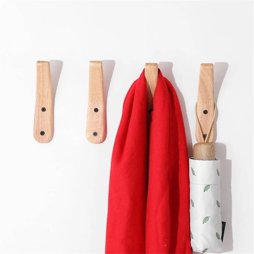 2Pc Oak Wood Coat Wall Mounted Vintage Single Hook Hat Rack Towel Hanger Wood Wall Organizer Hook Decorative For Home Bar Hotel