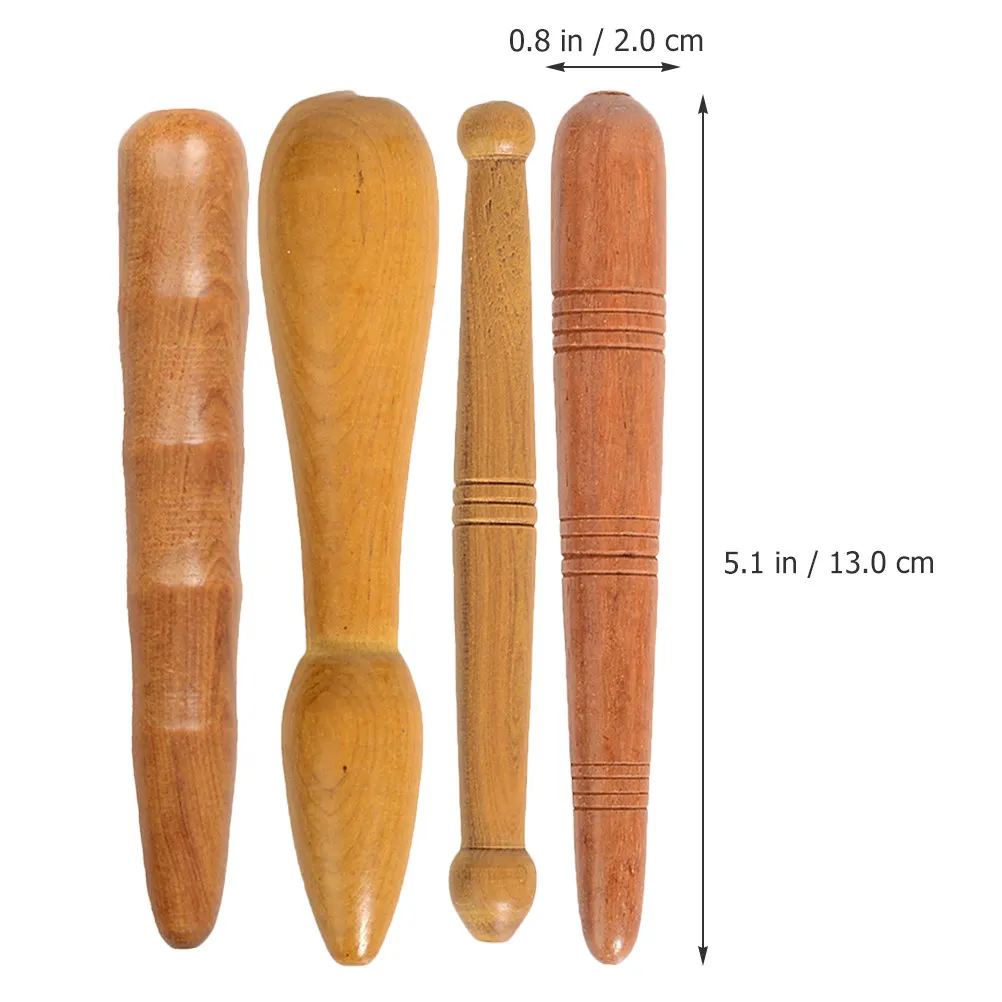 4Pcs Wooden Foot Massage Stick Traditional Chinese Acupoint Massager for Sole Pressure Point Relief Portable Manual Massage Tool