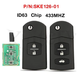 Jingyuqin 433MHZ ID63 Chip SKE126-01 Flip Chiave A Distanza Dell'automobile Per MAZDA 2 M2 Demio 3 M3 Axela 5 M5 Premacy 6 M6 Atenza 8 M8 MPV CX7