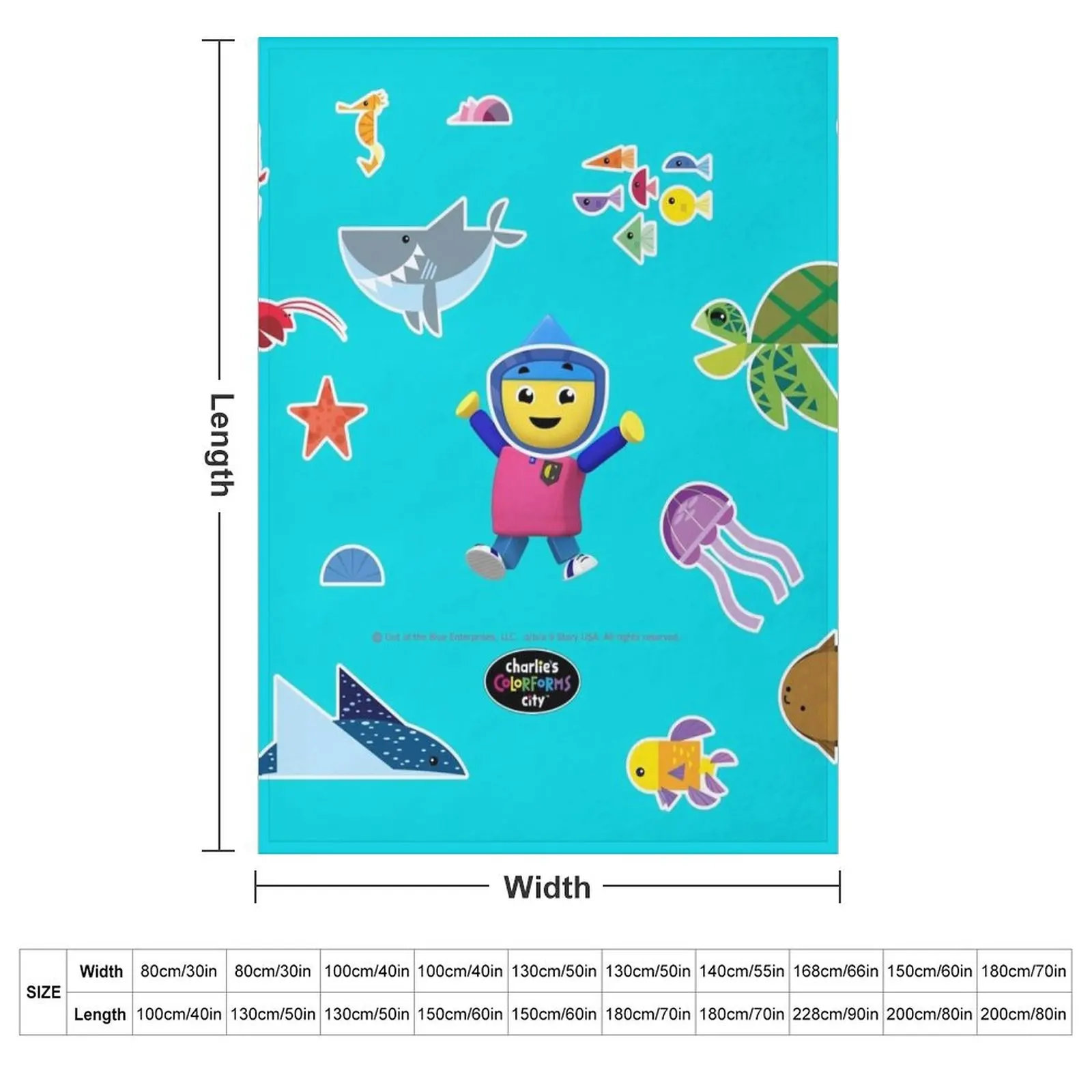 Charlie Under Water with Sea Creatures Throw Blanket couch cozy soft plush fuzzy picnic outdoor blanket