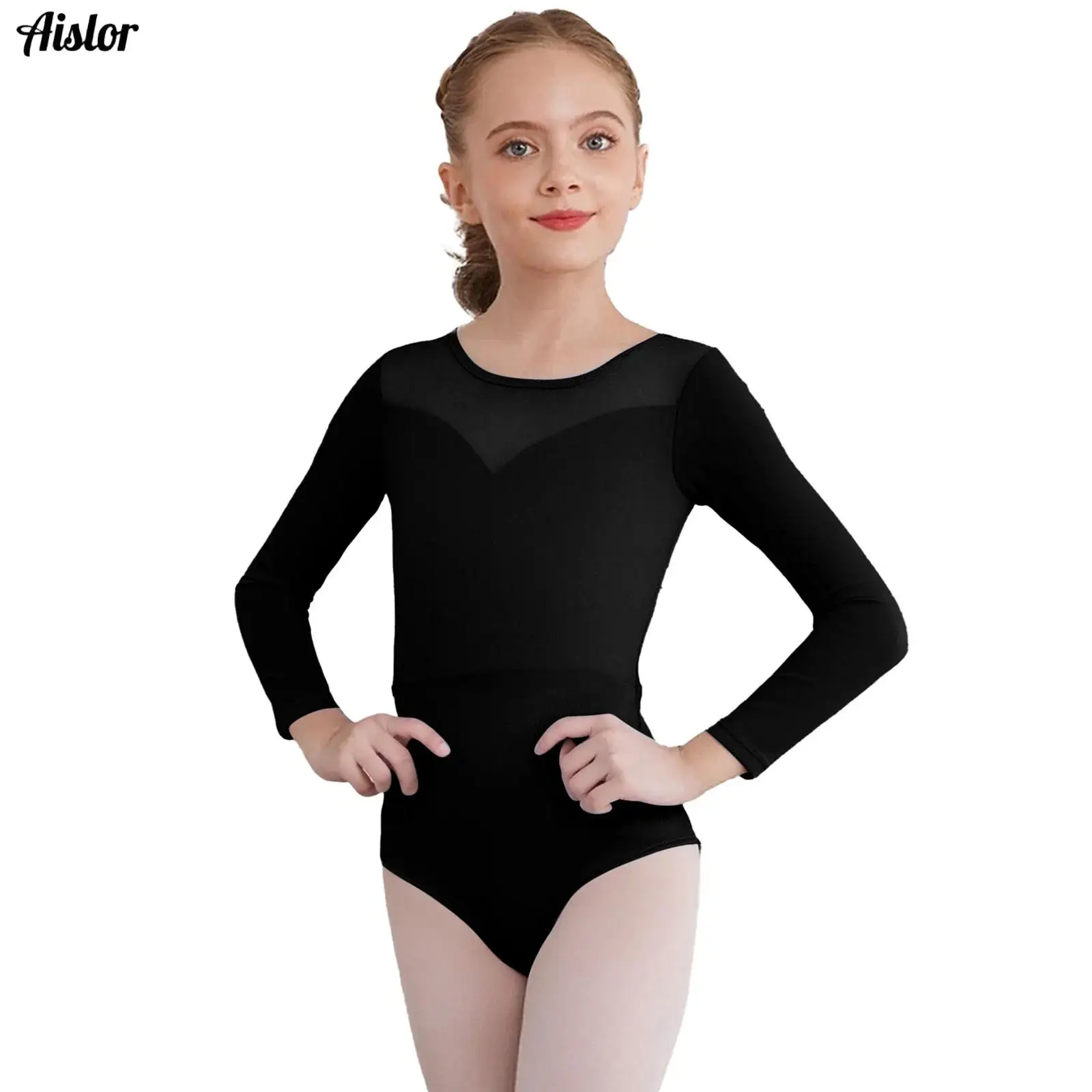 Kids Acrobatics Gymnatics Jersey Dance Leotards Bodysuit Long Sleeve Dance Wear Classique Costumes Teen Girls Ballet Tutu