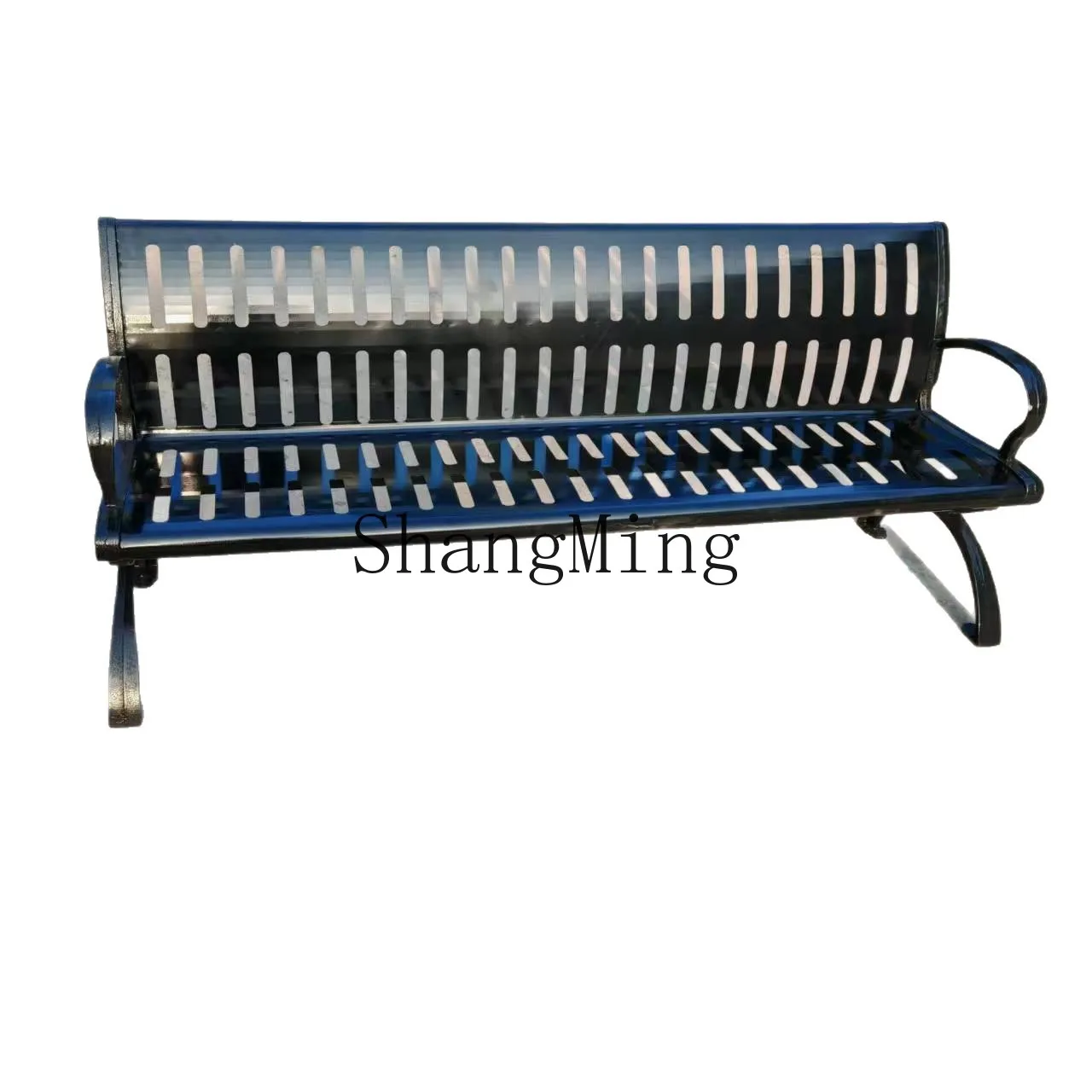 FG كرسي من الحديد المطاوع في الهواء الطلق كرسي مزدوج الظهر مقعد ترفيهي مربع #3