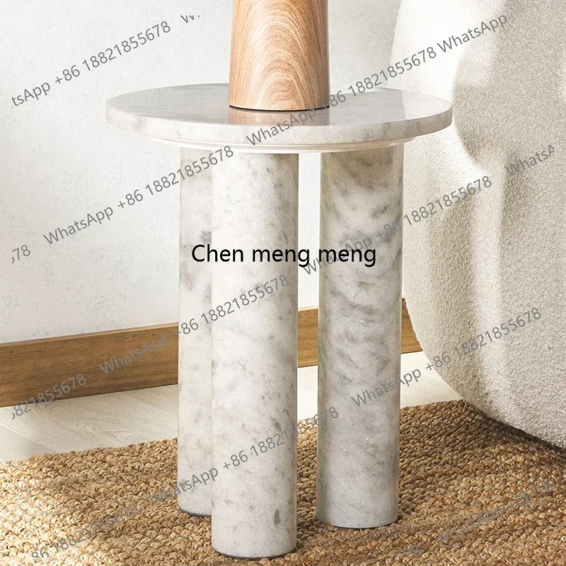 

Natural marble edge table, light luxury living room, home sofa corner table, high-end art round side table Z136