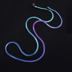 New Stainless Steel Rainbow Clorful Blade Flexible Snake Cuba Link Chain Necklace Men Women Classic Choker Vintage Jewelry Gift