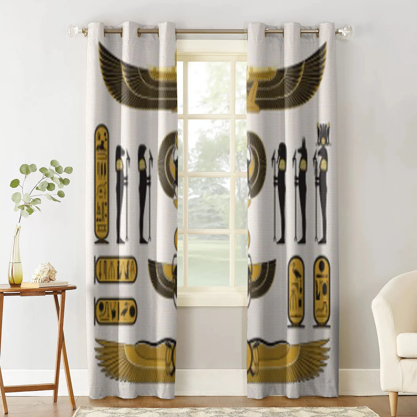 Ancient Egyptian Symbols And Decorations Window Curtain Home Living Room Decorative Home Textile Decoration Bedroom Curtains