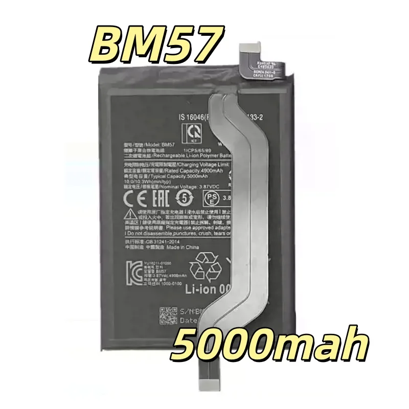 Replacement battery 3.87V 5000MAH BM57 for Note 10 Pro M2104K10AC Mobile Phone Battery Fast Delivery High Quality New