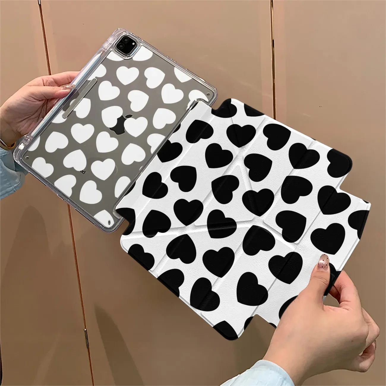Korean ins Love HEART Black Y2K Cover For iPad Pro 13 11th M5 M4 12.9 A16 10 8 7 9th 10th For Ipad Air 11 M2 M3 Mini Tablet Case