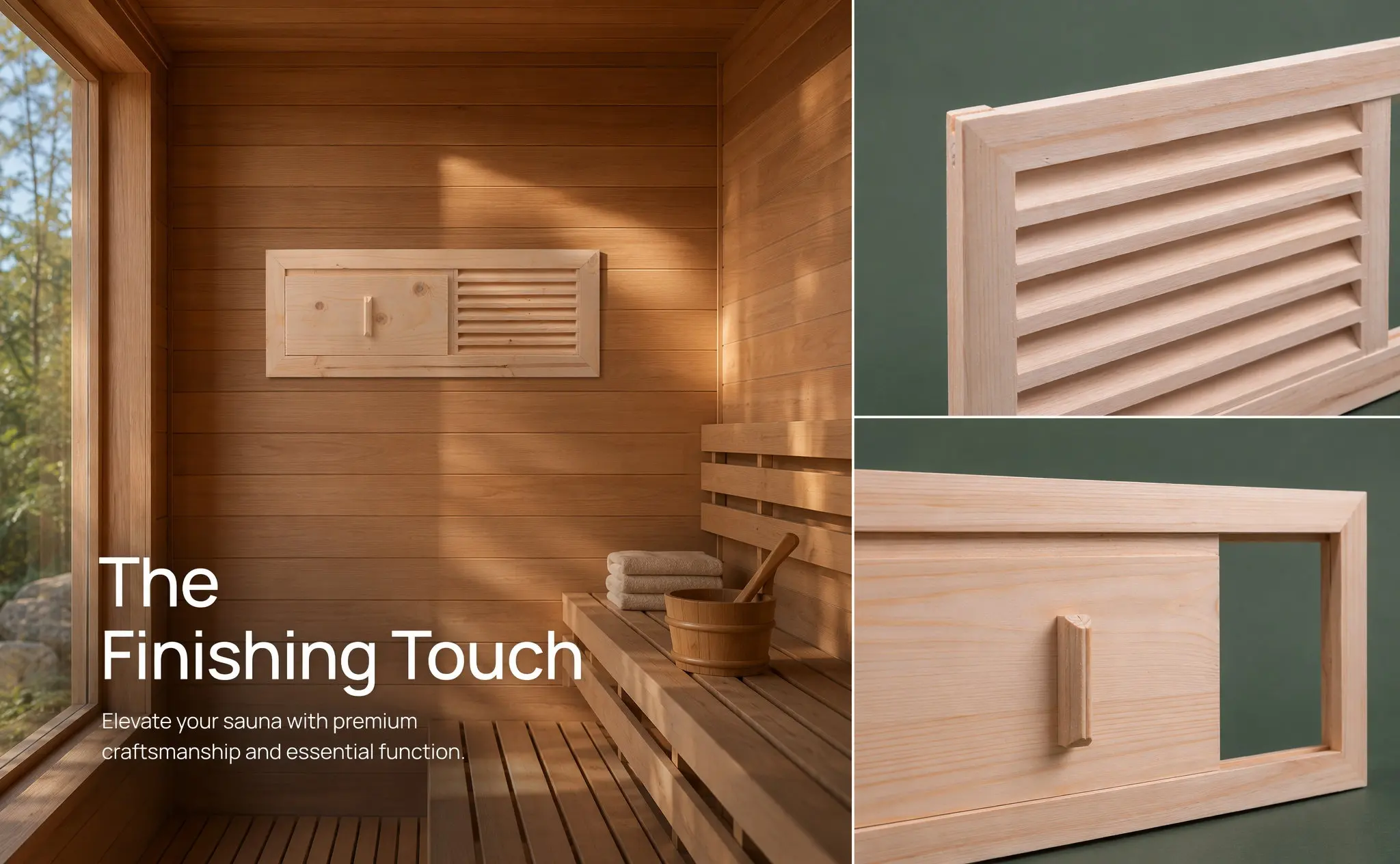 1Set Sauna Air Vent Grille Blinds Wood Ventilation Panel High Temperature Resistant Sauna Room Equipment Vent Grille