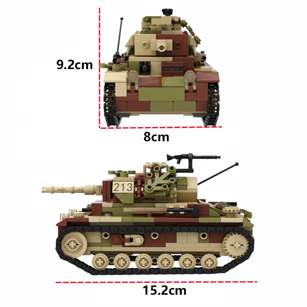 MOC Military WW2 Vehicle Tank Action Armored Car Weapon Mortar Building Block Figure Gun Accessories Toys