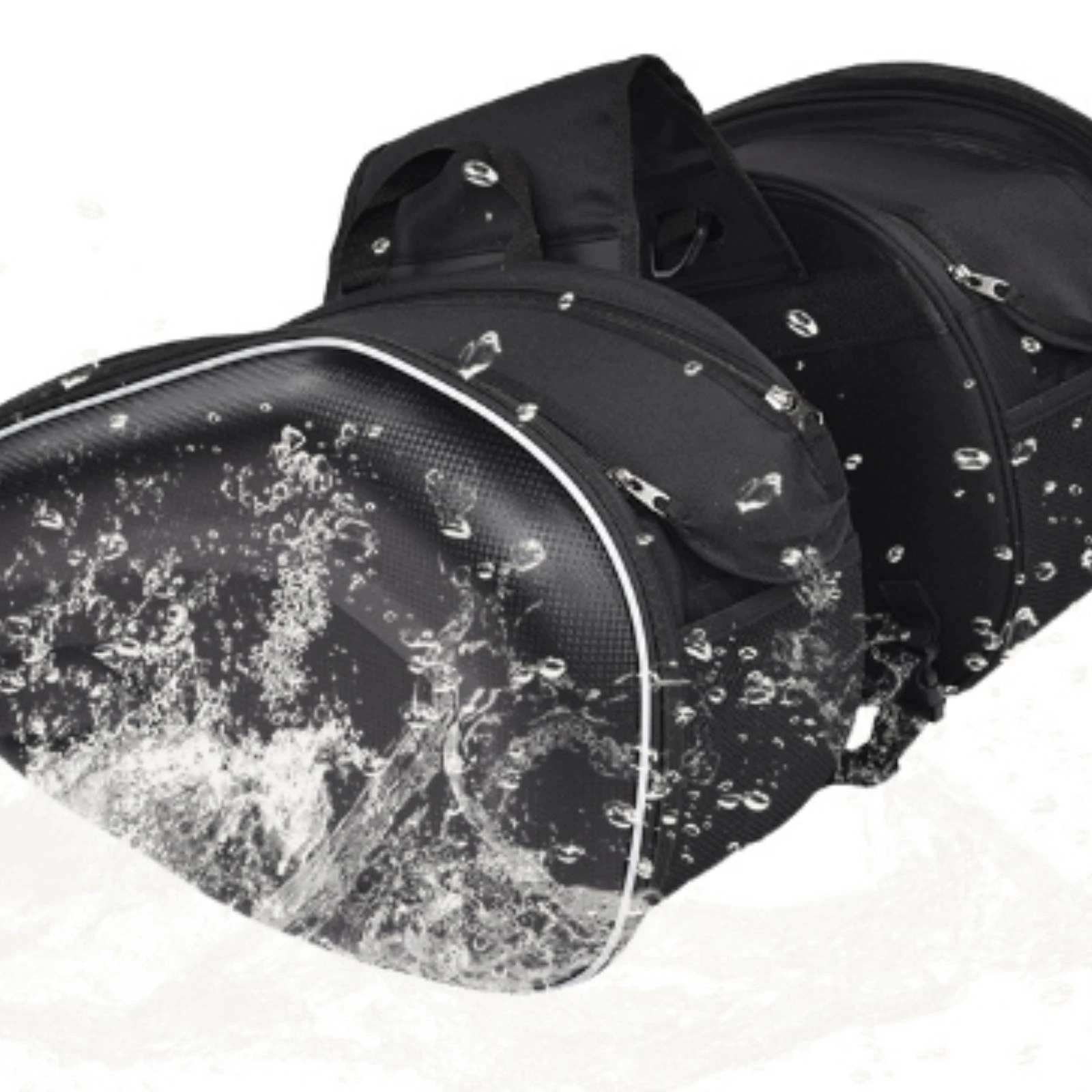 2 Pieces Expandable Motorcycle Saddlebag Spacious Motorcycle Saddlebag with Reflective Piping Luggage Bag Sturdy