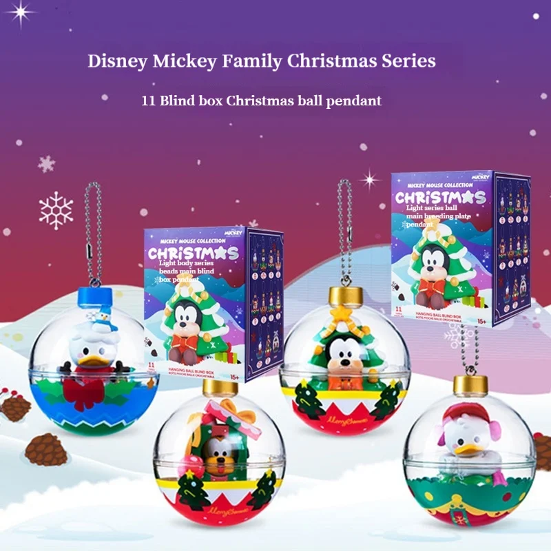 Disney mickey família série bola de natal tema caixa misteriosa caixa cega pingente anime decoração periférica presente natal do miúdo