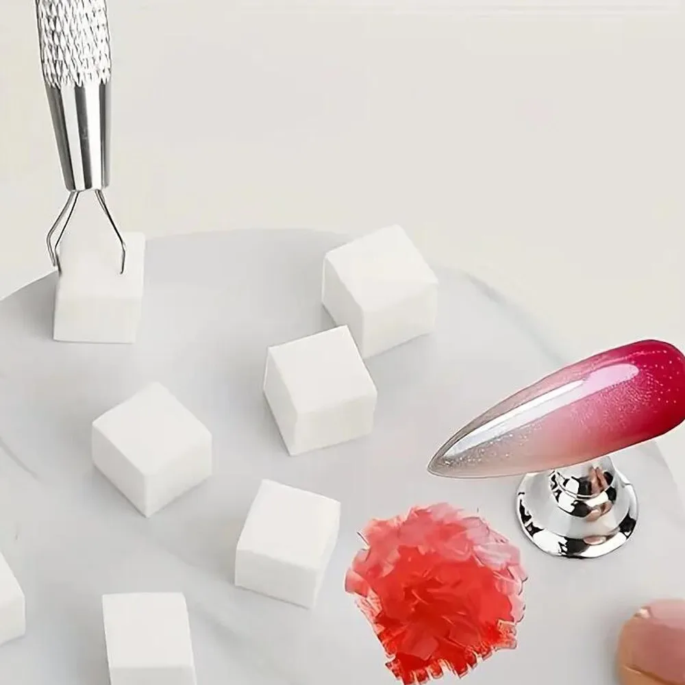 Mini esponja blanca para uñas con bolígrafo de agarre, esponjas suaves ombré, cepillo para punta francesa, gradiente, efecto cromado, suministros para uñas, 50/100 Uds.