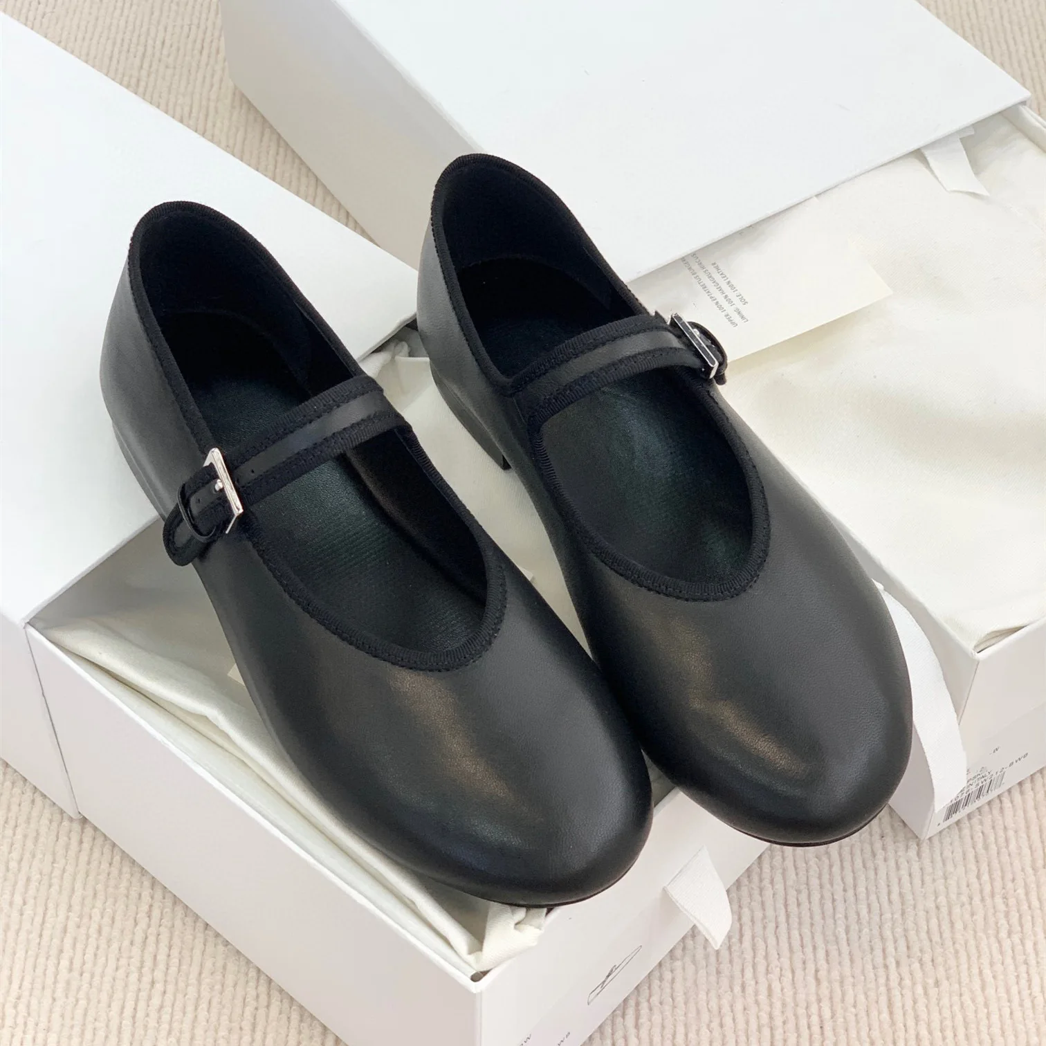 genuine-leather-ballet-flat-shoes-with-buckle-mary-janes-flat-bottom-grandmother-shoes-women's-fashion-spring-summer