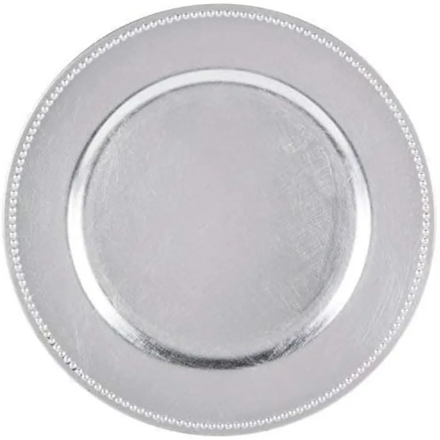 

13Inch Silver Metallic Charger Plates Set of 2 4 6 12 or 24 Dinner Chargers 24Pack Silver Chargers Plates