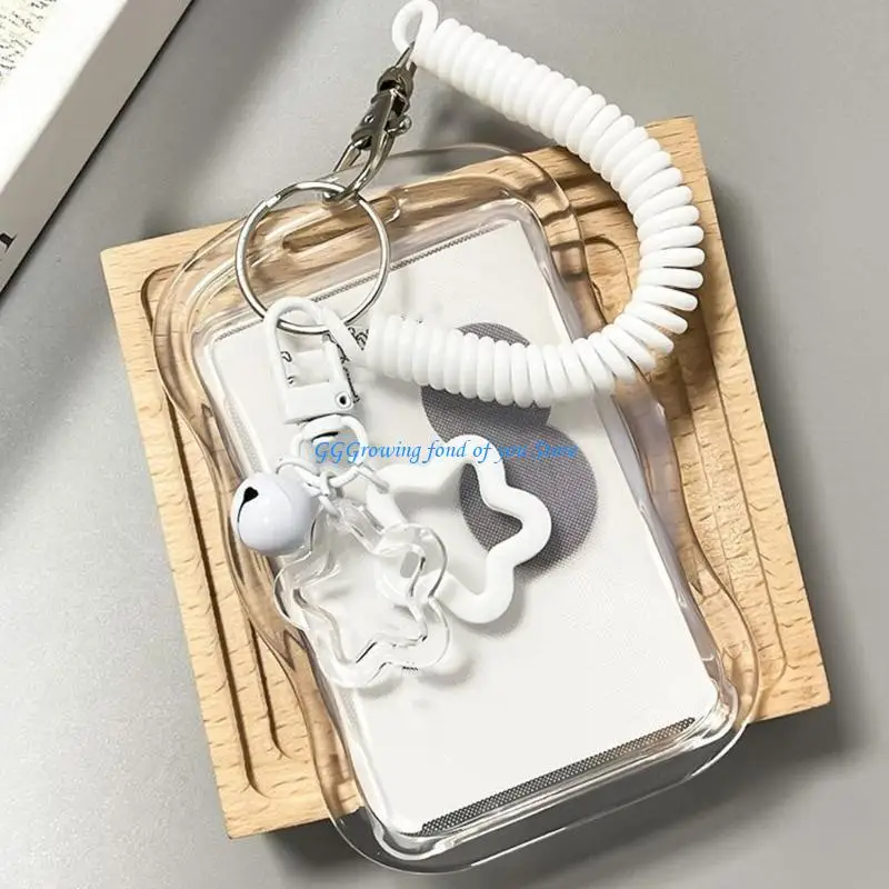 

H9EB Clear Card Holder with Spring String Bus Card Case Water Resistant Card Sleeves
