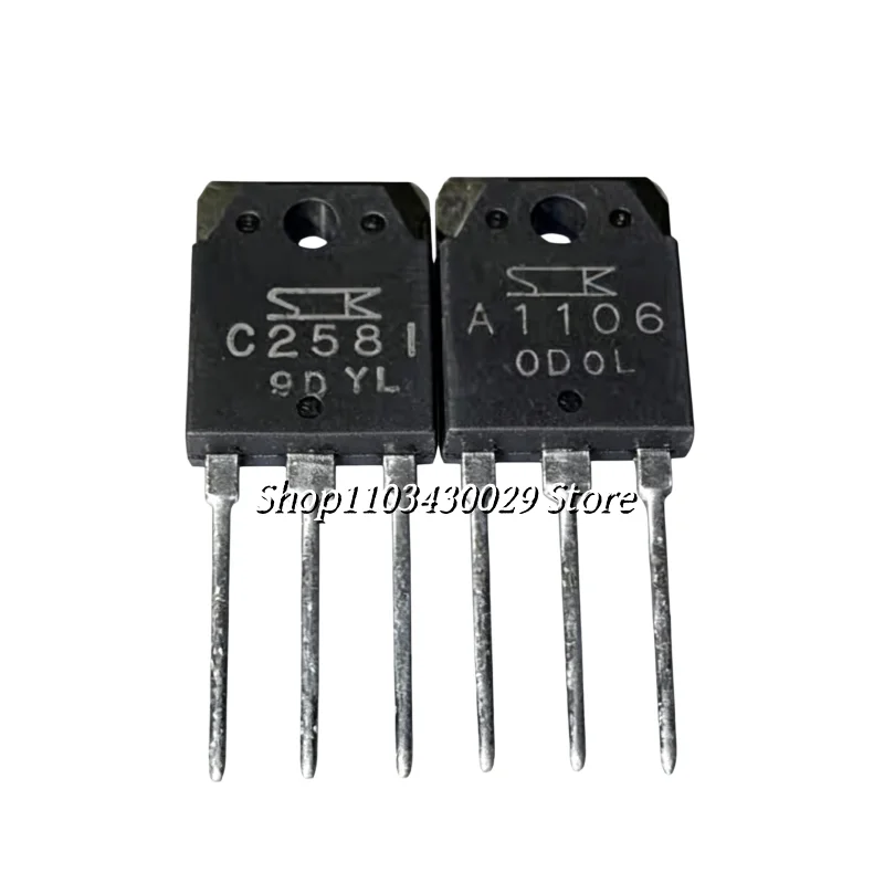 5Pairs(10PCS) Original Refurbished 2SC2581 C2581 + 2SA1106 A1106 TOP-3A 10A 140V 100W NPN + PNP Transistors