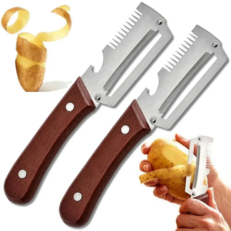 Multifunctional 3-in-1 Stainless Steel Peeler Durable Kitchen Peeling Tool For Slicer Vegetable Fruit Peeler With Bottle Opener