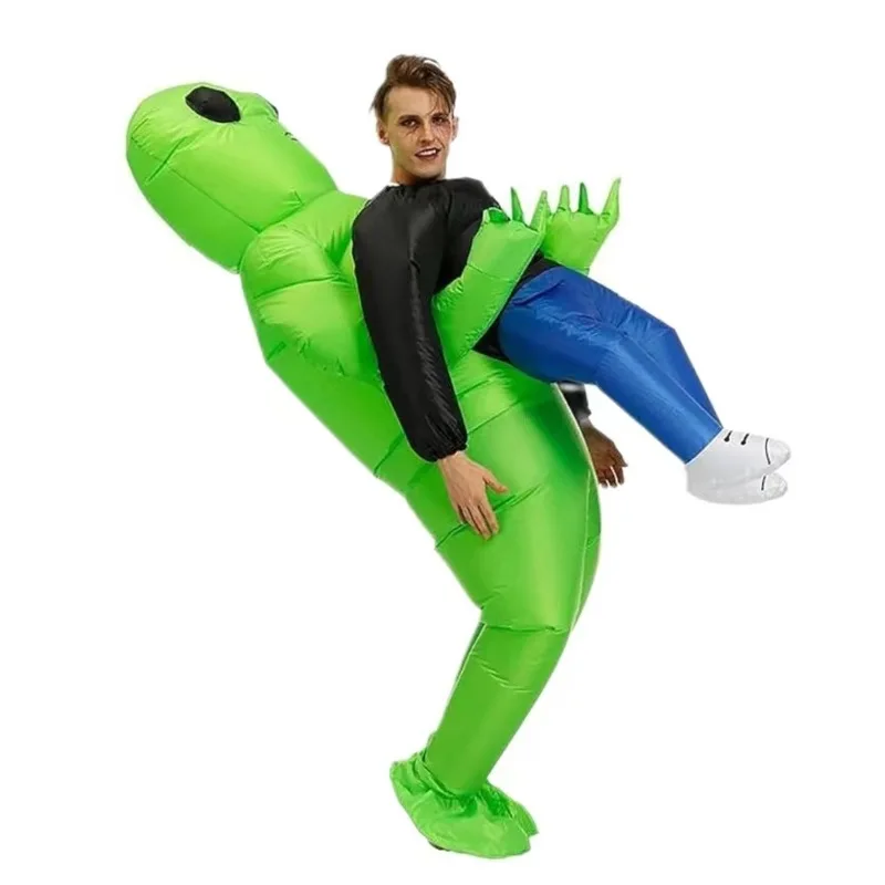 Bron Alien opblaasbare kleding Hetzelfde type groene geest met mensen grappige kostuums rekwisieten Halloween prestatiekleding