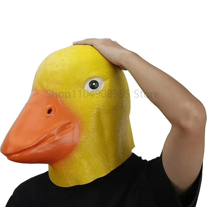 2025 Animal Funny Mask Adult Latex Rubber Full Yellow Duck Mask Costume for Women Men Christmas holiday Party Props