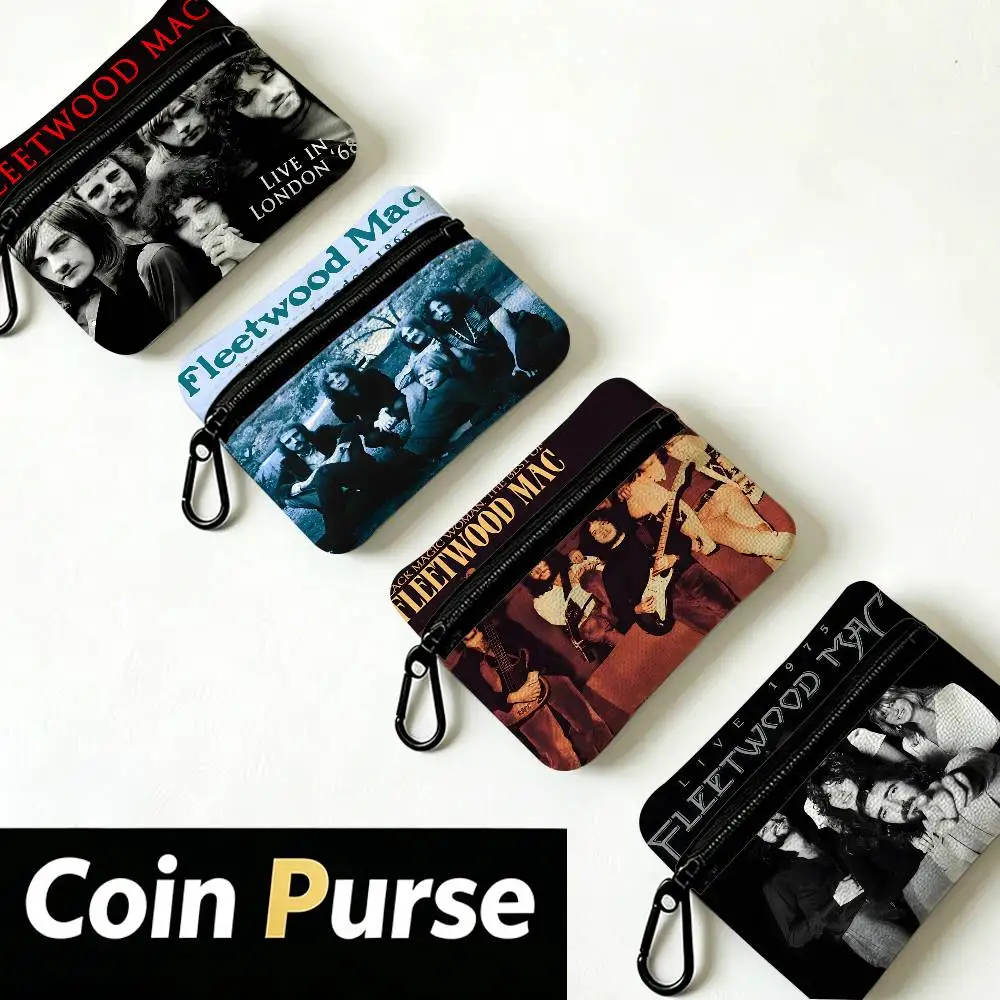 F-Fleetwood Band Waterproof Oxford Cloth Zipper Wallet Portable Hanging Small Coin Purse For Travel