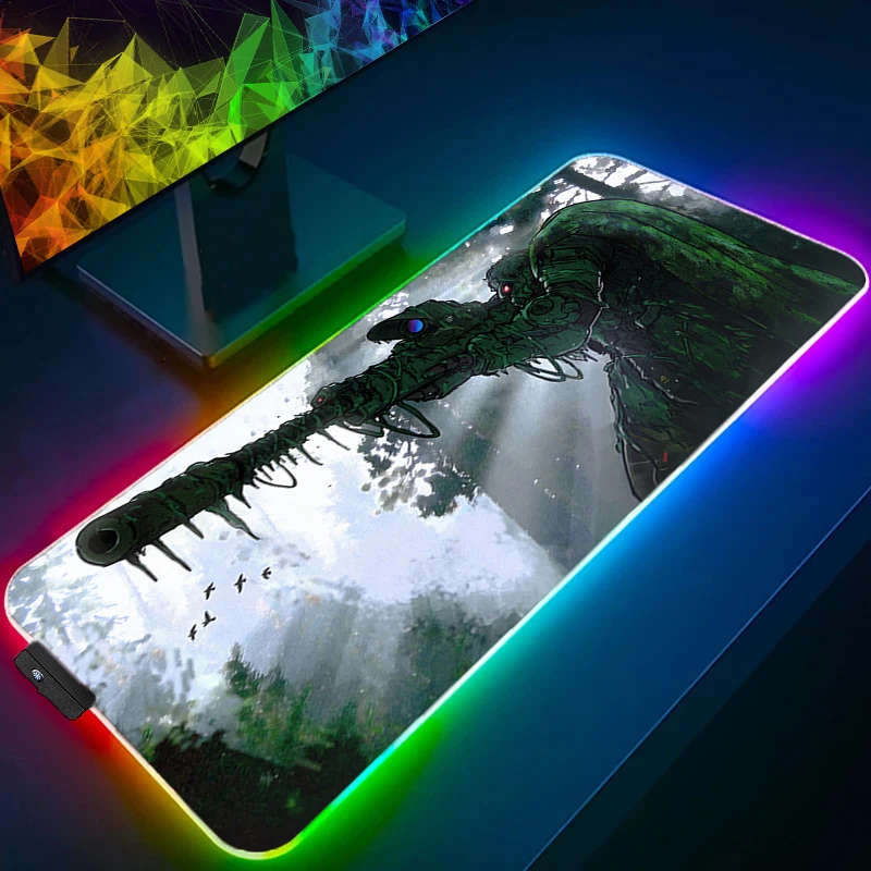 

RGB Mouse Pad 90x40cm Mechanical Warrior G-gundam Z-zaku II Backlight Gaming Computer Speed Gamer Keyboard LED Desk Mat Mousepad