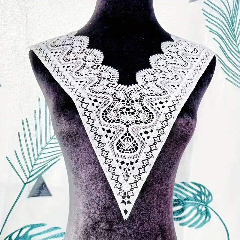 1 pièce Applique en dentelle pour robe, accessoires de décoration pour chemisier et costume, garnitures de couture DIY pour encolure et col, blanc et noir