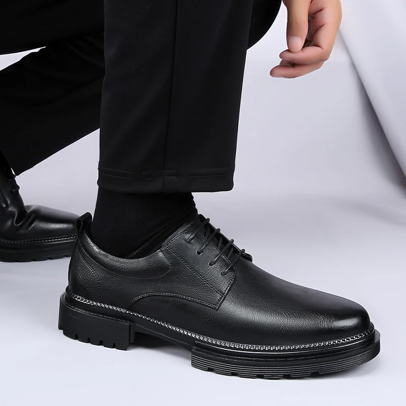 Zapatos formales de cuero para hombre, calzado de diseño minimalista a la moda para boda, fiesta al aire libre, Trabajo, Oficina, ocio, negocios, novedad