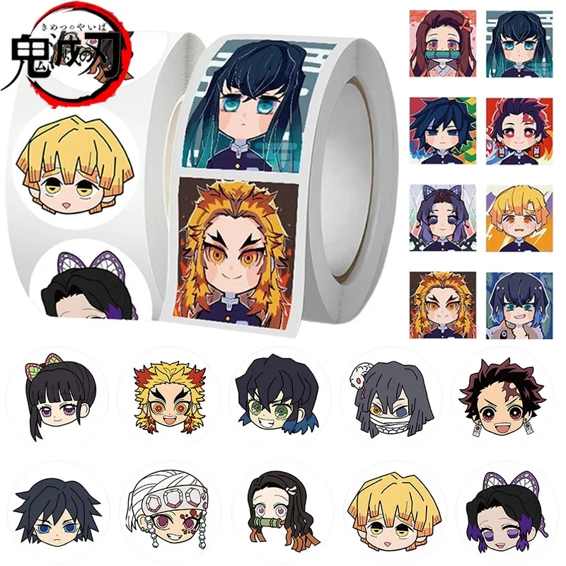 500Pcs Demon Slayer Decorative Graffiti Stickers Anime Nezuko Gift Envelope Sealing Tape Cute Shinobu Handbook Skateboard Decor