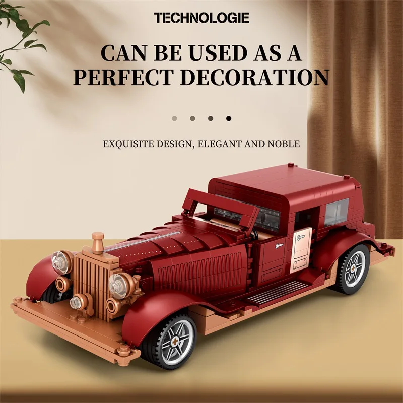 Em estoque moc ideia técnica blocos de construção do carro do vintage modelo clássico cidade retro sedan tijolos montagem crianças brinquedos presente conjunto