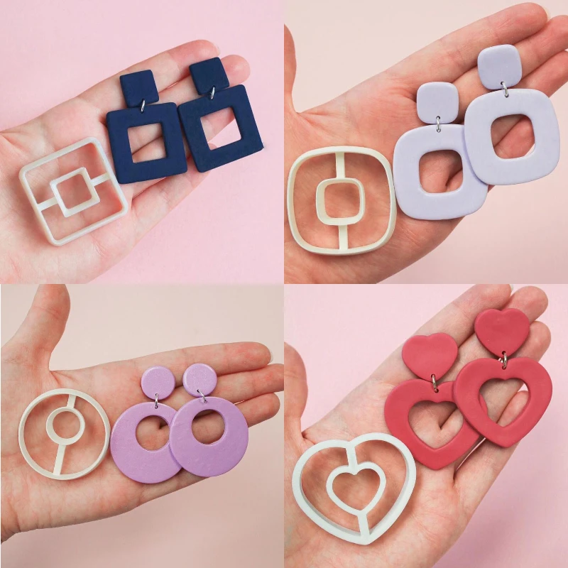 New Soft Pottery Earring Cutter Moroccan Rhombus Ring Polymer Clay Cutting DiY Ins French Earring Jewelry Pendant Making Tools