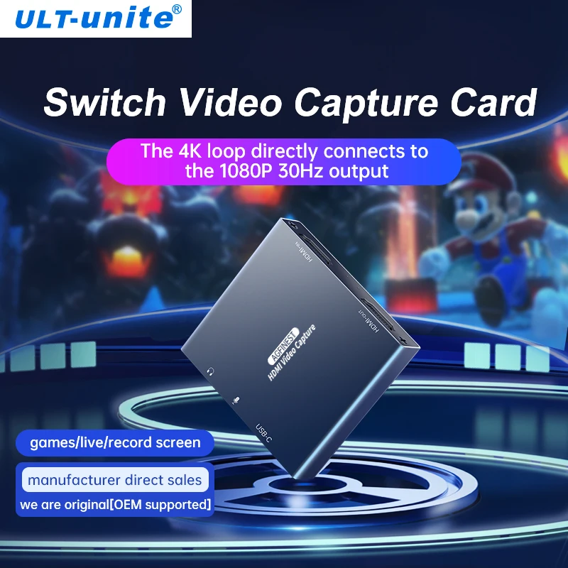 

4K HD video capture card switch Game Live broadcasting dedicated hdmi to usb C for iphone iPad Laptop tablet Collector type c