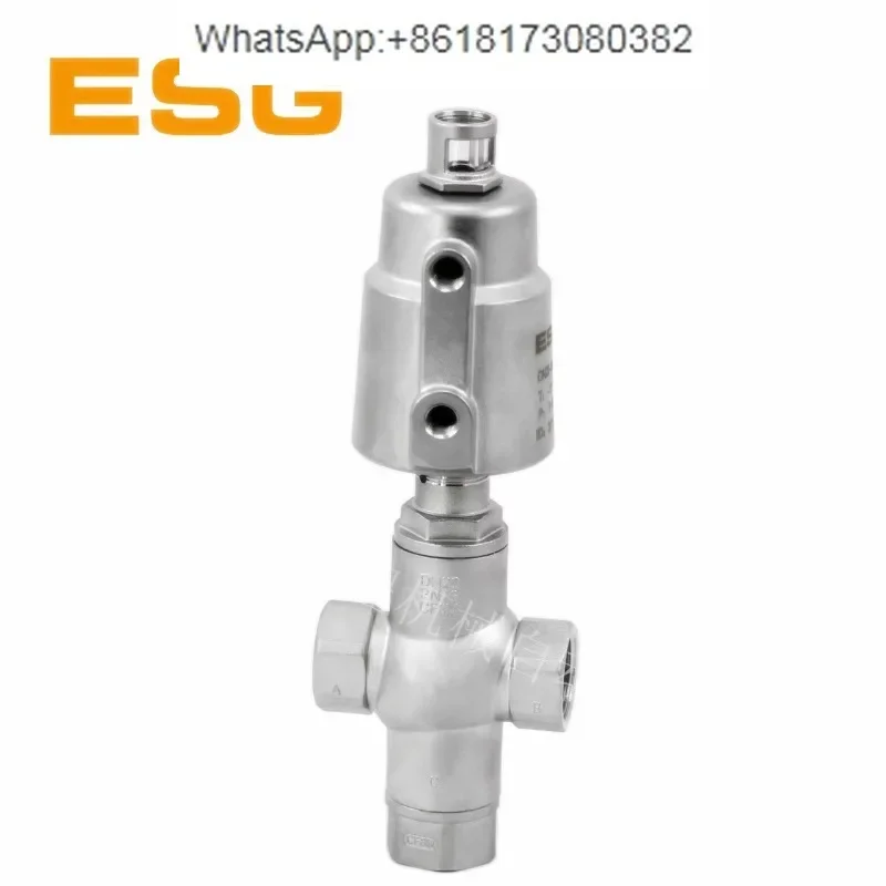 Pneumatic three-way angle seat valve, directional valve, multi-channel valve, three-way valve